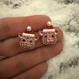 Betsey Johnson Xmas  pig earrings